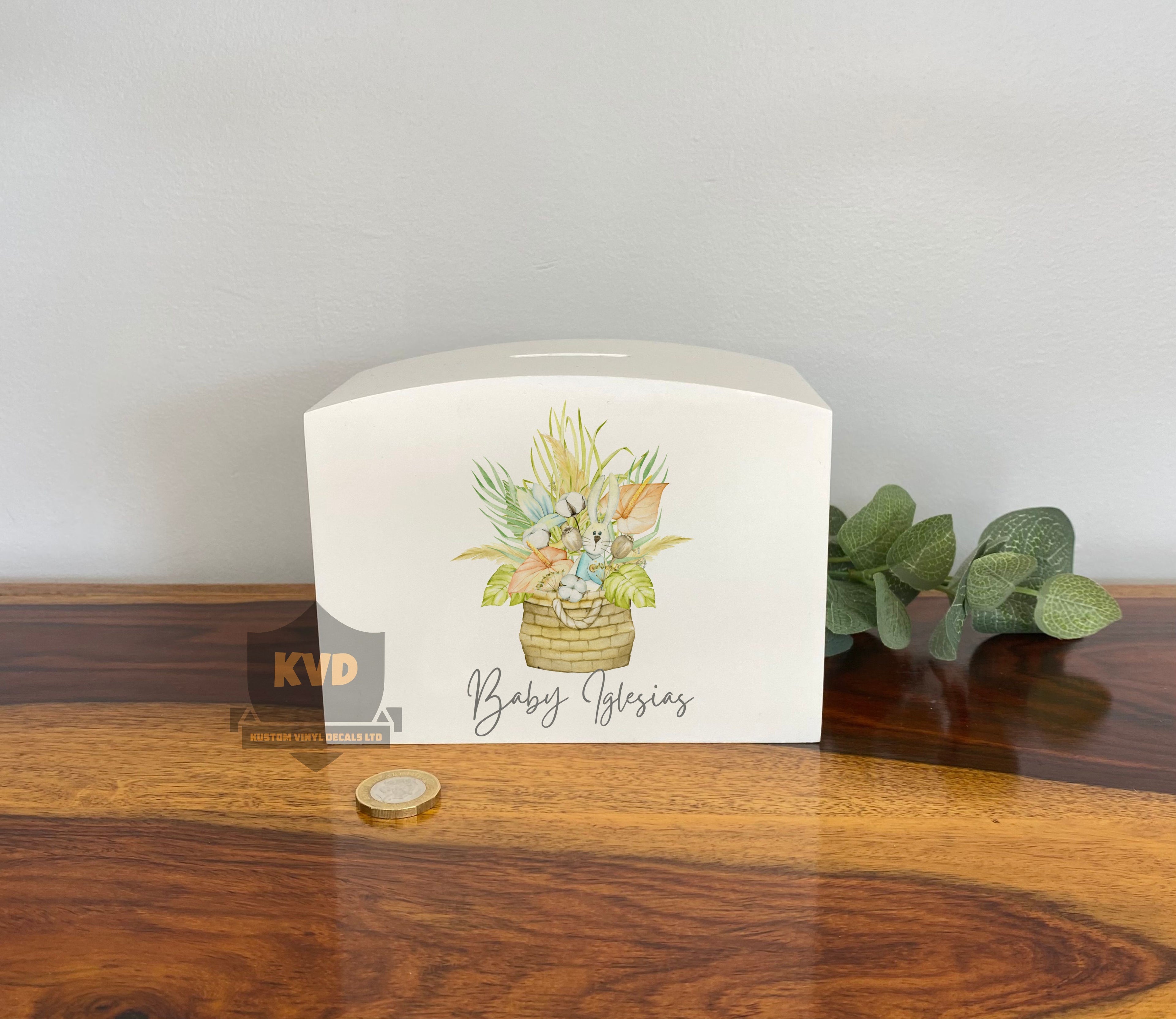 Personalised Solid Wood Luxury boho Kids Money Box